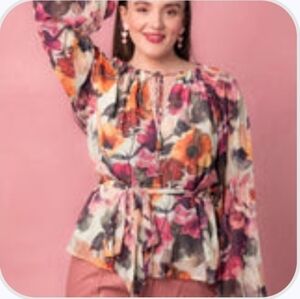 Ivy City Co Floral Imogen Top, Size 1X Like New